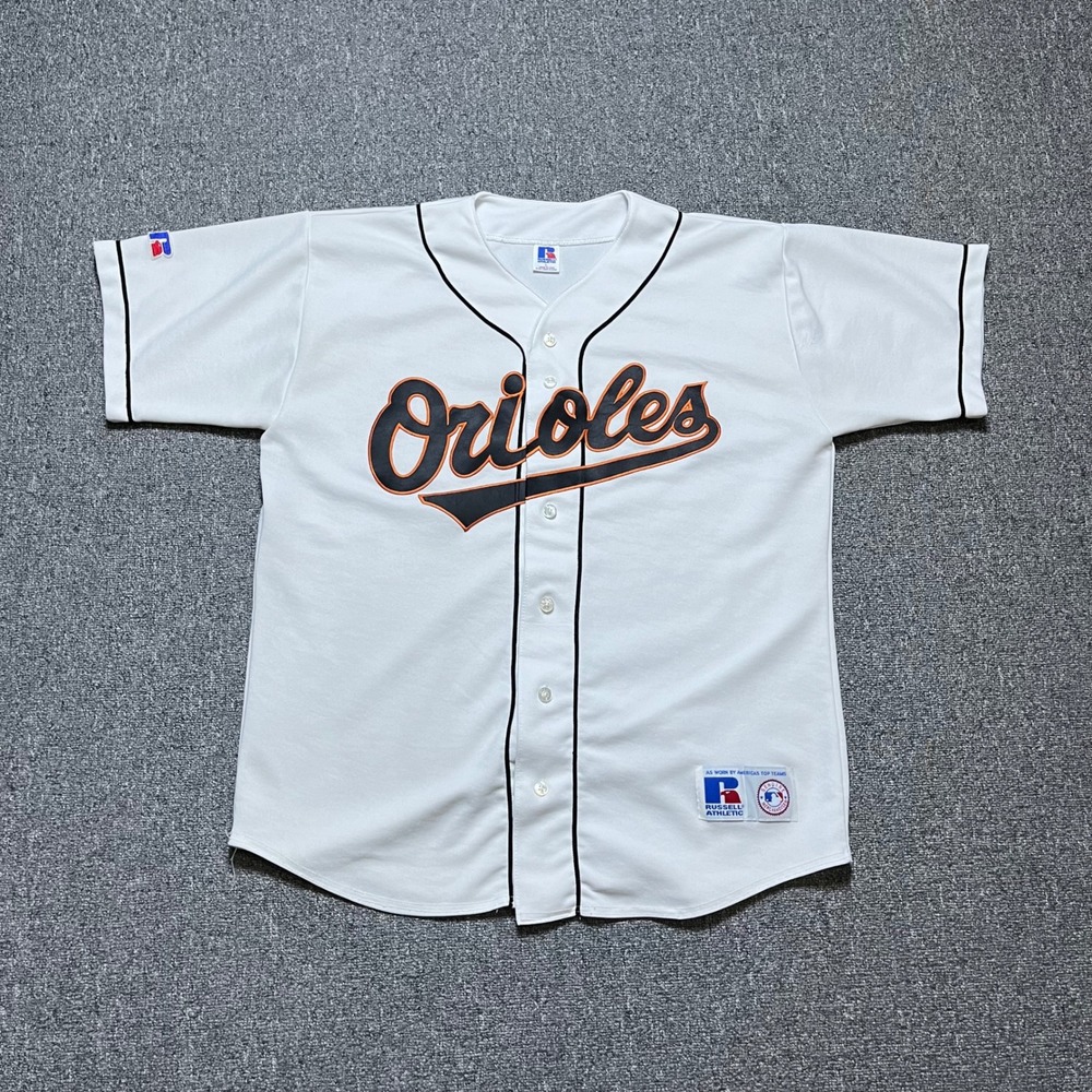 Vintage Russell Athletic Baltimore Orioles Jersey Large White MLB Baseball 90s